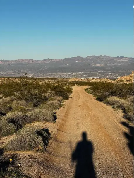 Shadow of a man Kessler Peak Mountains